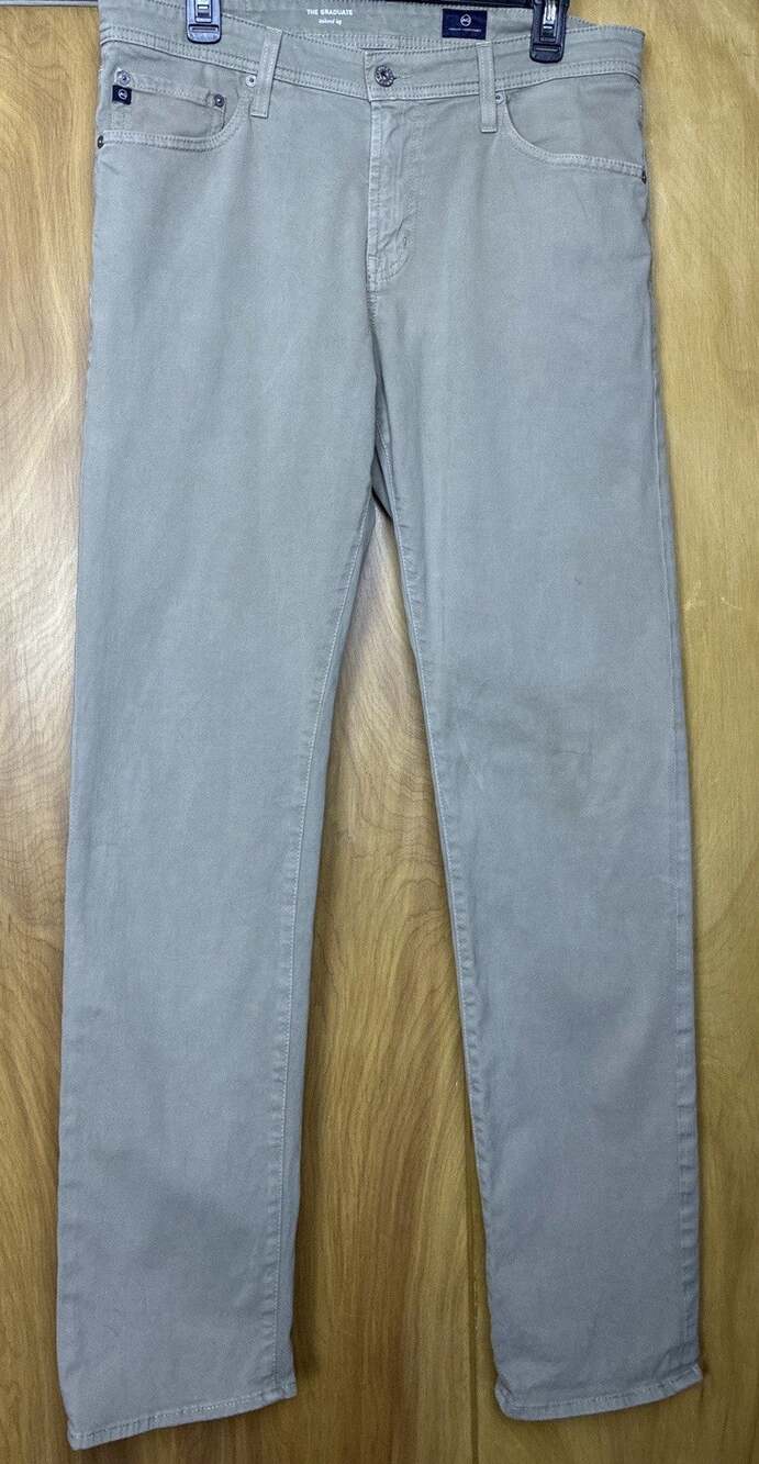 AG Adriano Goldschmied Jeans Mens 33 X 34 Tan The Graduate Tailored Leg Chino